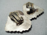 Dazzling Vintage Native American Navajo Turquoise Sterling Silver Shell Earrings-Nativo Arts