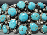 Awesome Vintage Native American Zuni 20 Blue Gem Turquoise Sterling Silver Huge Bracelet-Nativo Arts