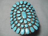 Tremendous Vintage Native American Navajo Turquoise Cluster Sterling Silver Bracelet-Nativo Arts
