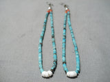 One Of The Best Vintage Native American Navajo Turquoise Sterling Silver Jacla Earrings Old-Nativo Arts