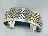 Signed Thick Native American Navajo Sterling Silver Bracelet-Nativo Arts