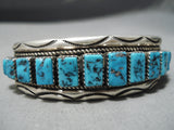 Tremendous Vintage Native American Navajo Sleeping Beauty Turquoise Sterling Silver Bracelet Old-Nativo Arts