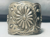 Powerful Hand Tooled Massive Vintage Native American Navajo Concho Sterling Silver Bracelet-Nativo Arts