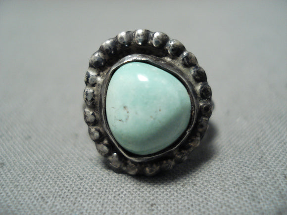 Early Vintage Native American Navajo Cerrillos Turquoise Sterling Silver Ring Old-Nativo Arts