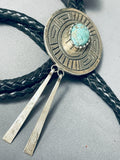 Astounding Vintage Native American Navajo Spiderweb Turquoise Sterling Silver Bolo Signed-Nativo Arts