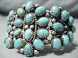 Huge Vintage Native American Navajo Domed Turquoise Sterling Silver Cluster Bracelet-Nativo Arts