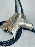 Detailed Southwest Vintage Sterling Silver Horse Bolo Tie-Nativo Arts