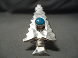 One Of The Biggest Vintage Native American Navajo Arrowhead Turquoise Sterling Silver Ring-Nativo Arts