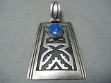 Huge Authentic Vintage Native American Navajo Thomas Singer Sterling Silver Lapis Pendant-Nativo Arts