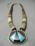 Native American Rare Authentic Vintage Santo Domingo Turquoise Heishi Sterling Silver Necklace-Nativo Arts