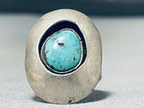 Authentic Hand Tooled Vintage Native American Navajo Turquoise Sterling Silver Ring-Nativo Arts