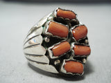 Fabulous Navajo Coral Sterling Silver Ring Native American-Nativo Arts