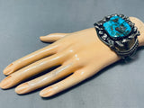 Important Museum Vintage Native American Navajo Turquoise Slag Sterling Silver Bracelet-Nativo Arts