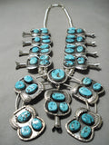 One Of Biggest Vintage Native American Navajo Turquoise Sterling Silver Squash Blossom Necklace-Nativo Arts