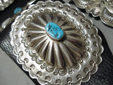 Heavy Huge Vintage Native American Navajo Turquoise Sterling Silver Concho Belt Old-Nativo Arts