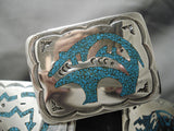 Rare Vintage Native American Navajo Turquoise Inlay Sterling Silver Concho Belt-Nativo Arts