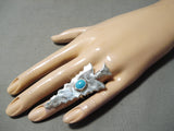Native American Huge Marie Thompson Arrowhead Turquoise Sterling Silver Ring-Nativo Arts