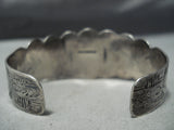 Early Vintage Native American Navajo Cerrillos Turquoise Sterling Silver Hand Tooled Bracelet-Nativo Arts