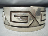 Spectacular Vintage Hopi Sterling Silver Bracelet Native American Old-Nativo Arts