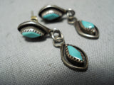 Native American Unique Vintage Navajo Turquoise Sterling Silver Shadow Earrings-Nativo Arts