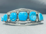 Large Wrist Vintage Native American Navajo Turquoise Sterling Silver Bracelet-Nativo Arts