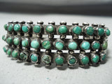Early 1900's Vintage Native American Navajo Snake Eyes Turquoise Sterling Silver Bracelet-Nativo Arts