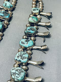 272 Gram Vintage Native American Navajo Turquoise Sterling Silver Squash Blossom Necklace-Nativo Arts
