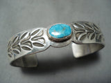 Astonishing Native American Navajo Old Kingman Turquoise Sterling Silver Bracelet-Nativo Arts