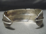 So Detailed!! Time Consuming Vintage Native American Navajo Feather Sterling Silver Bracelet-Nativo Arts