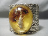 Rare Native American Sterling Silver Scorpion Huge Bracelet-Nativo Arts