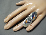 Impressive Vintage Zuni Lapis Sterling Silver Ring Native American Old-Nativo Arts