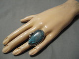 Important Vintage Native American Navajo Lander Blue Turquoise Sterling Silver Ring-Nativo Arts