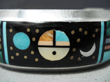 Space Inlay Vintage Native American Navajo Turquoise Sterling Silver Bracelet Cuff-Nativo Arts