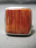 One Of The Best Native American Navajo Squared Spiny Shell Sterling Silver Heavy Ring-Nativo Arts