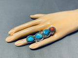 4 Story Tall Vintage Native American Navajo Turquoise Sterling Silver Leaf Ring-Nativo Arts