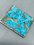 The Best Vintage Native American Navajo #8 Turquoise Inlay Sterling Silver Buckle-Nativo Arts