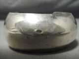 Authentic Vintage Native American Navajo Kirk Smith Sterling Silver Curved Bracelet Old-Nativo Arts