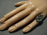 Incredible Vintage Zuni Native American Turquoise Sterling Silver Ring Old-Nativo Arts
