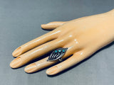 D.a. Dishta (d) Amazing Vintage Native American Navajo Blue Gem Turquoise Sterling Silver Ring-Nativo Arts