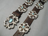 Heavy Vintage Native American Navajo #8 Turquoise Sterling Silver Concho Belt Old-Nativo Arts