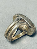 Important Vintage Native American Navajo Gibson Nez Green Turquoise Sterling Silver Ring-Nativo Arts