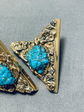 Solid 14k Gold Vintage Native American Navajo Turquoise Collar Protectors-Nativo Arts