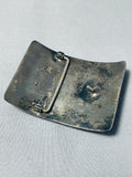 One Of The Best Ever Vintage Native American Navajo Turquoise Inlay Sterling Silver Buckle-Nativo Arts