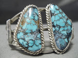 Museum Vintage Native American Navajo Blue Diamond Turquoise Sterling Silver Bracelet Old-Nativo Arts