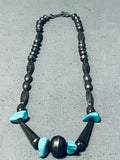 Exceptional Vintage Native American Navajo Kingman Turquoise Sterling Silver Necklace-Nativo Arts
