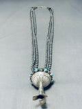 One Of The Most Unique Native American Navajo Turquoise Sterling Silver Bulb Necklace-Nativo Arts