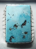 Impressive Navajo Native American Kingman Turquoise Sterling Silver Ring-Nativo Arts