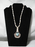 Impressive Vintage Native American Navajo Turquoise Sterling Silver Necklace Old-Nativo Arts