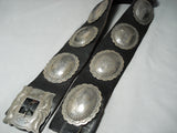 Early Heavy Vintage Native American Navajo Hand Tooled Sterling Silver Concho Belt Old-Nativo Arts
