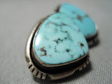 Stunning Vintage Native American Navajo Spiderweb Turquoise Sterling Silver Channel Earrings Old-Nativo Arts